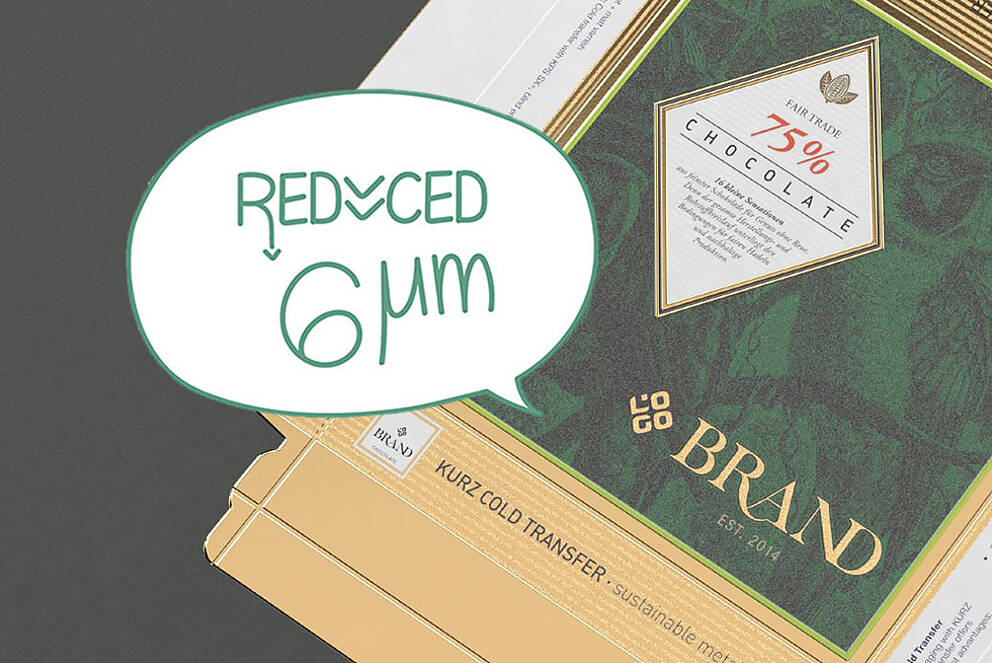 巧克力包装采用冷压箔涂覆，PET 基材减少